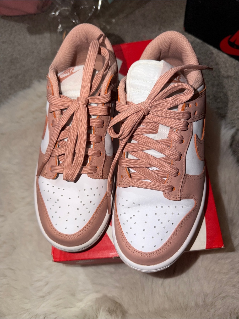 Nike Women’s Low-Top Dunks in Blush Pink and White